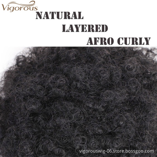 Vigorous Synthetic Afro Puff Drawstring Ponytail Short Kinky Curly Hair Bun Extension Donut Chignon Hair Pieces Four Clips